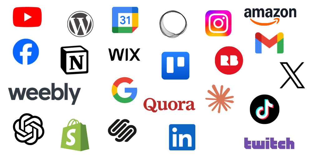 Logos of web apps tested with FullPagePDF